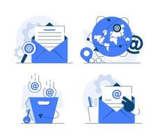 e-mail e mensagens, campanha de marketing por e-mail, ilustração vetorial de ícone de design plano vetor