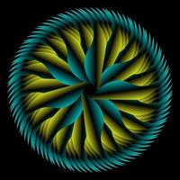 círculo abstrato fractal em amarelo azul vetor