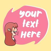 pessoas inserem texto personagem de desenho animado bonito nota texto espaço banner design vetor