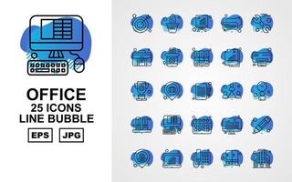 Pacote de ícones de bolhas de 25 linhas premium office ii vetor