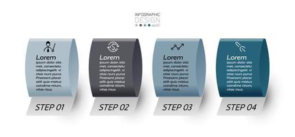 4 etapas do design da forma da fita para comunicação em vários sistemas de trabalho, apresentação, análise. infográfico. vetor