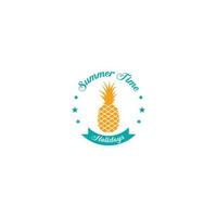 logotipo de verão com um símbolo de fruta abacaxi vetor