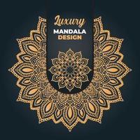 design de mandala ornamental e de casamento de luxo e fundo islâmico na cor dourada vetor