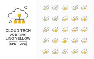 Pacote de ícones de 25 tecnologia premium em nuvem amarelo vetor