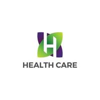 modelo de design de logotipo de letra h de cuidados de saúde vetor