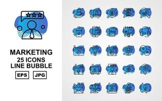 Pacote de ícones de bolhas de 25 linhas de marketing premium vetor