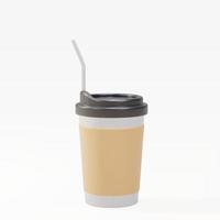 Xícara de café de papel 3d com um canudo. ilustração vetorial. vetor