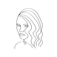 desenho de arte de linha de penteado de mulher de beleza desenhada à mão vetor