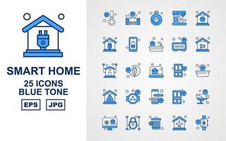 Pacote de ícones de 25 tons de azul para casa inteligente premium vetor