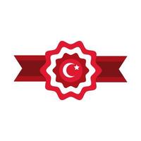 Dia da República da Turquia, lua e símbolo da estrela em estilo simples de moldura de fita vetor