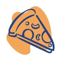 ícone de estilo de linha de fatia de pizza vetor