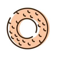 linha de donut doce e ícone de estilo de preenchimento vetor