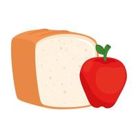padaria de pão com maçã, em fundo branco vetor