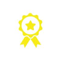 prêmio de vetor amarelo eps10, ícone abstrato de medalha ou logotipo isolado no fundo branco. símbolo de prêmio ou vencedor em um estilo moderno simples e moderno para o design do seu site e aplicativo móvel