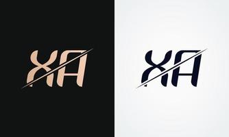 modelo de vetor de design de logotipo de carta xa. design de logotipo xa de letra dourada e preta