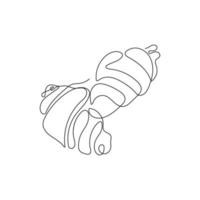 croissants em estilo de desenho de uma linha. tema backery, pastelaria fresca. mão desenhada ilustração vetorial. vetor