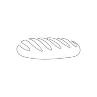 pão em um desenho de linha contínua. conceito de padaria e café. mão desenhada ilustração vetorial. vetor
