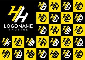conjunto de design de logotipo de letra hexágono h. pacote de modelo de logotipo moderno letra h. vetor