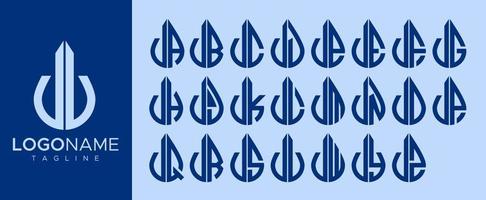 coleção de design de logotipo de gota de água v carta. conjunto de marca de logotipo de gota v letra. vetor