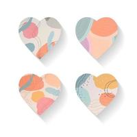 um conjunto padrão abstrato desenhado à mão na forma de um coração. um elemento de design... coração colorido de ícones de impressão manual, ilustração vetorial vetor