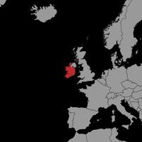 pin mapa com bandeira da Irlanda no mapa do mundo. ilustração vetorial. vetor