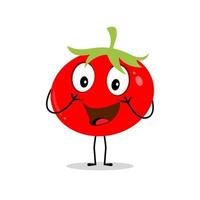 design de personagens de tomate. vetor de tomate. tomate mascote dos desenhos animados sorrindo. tomate em fundo branco.