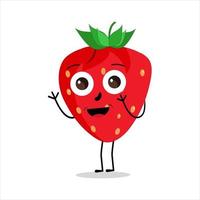 personagem de mascote de desenho animado de fruta morango. ícone de morango. conjunto de caracteres de vetor de frutas fofas isolado em fundo branco.