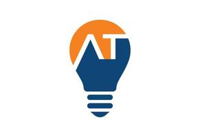 logotipo de lâmpada criativa com carta, conceito de design vetorial vetor