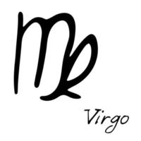 mão desenhada virgo signo do zodíaco símbolo esotérico doodle elemento de clipart de astrologia para design vetor