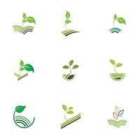 conceito de logotipo de vetor de fazenda de planta verde