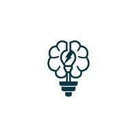 design de logotipo cerebral, cérebro de árvore, cérebro de lâmpada de energia vetor
