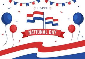 feliz ilustração do dia nacional da Holanda com bandeira holandesa para banner da web ou página inicial em modelos desenhados à mão de desenhos animados planos