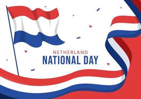 feliz ilustração do dia nacional da Holanda com bandeira holandesa para banner da web ou página inicial em modelos desenhados à mão de desenhos animados planos vetor