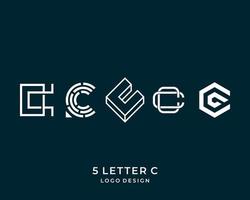 design de logotipo de forma geométrica de monograma de letra c. vetor