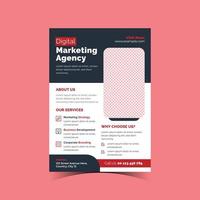 modelo de design de folheto de agência de marketing digital. panfletos publicitários, criativos, comerciais, corporativos e profissionais. vetor