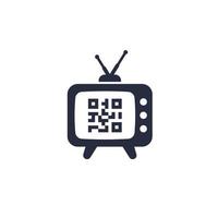 tv antiga e ícone de código qr