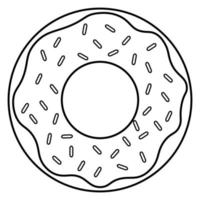 rosquinha com granulado na ilustração em vetor de padaria de ícone de linha preta