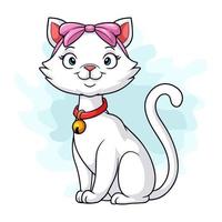 gato branco engraçado dos desenhos animados isolado no fundo branco vetor