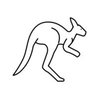 animal canguru na ilustração vetorial de ícone de linha de zoológico vetor