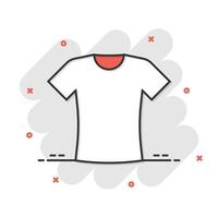 ícone de camiseta em estilo cômico. ilustração vetorial de desenhos animados de roupas casuais em fundo branco isolado. conceito de negócio de efeito de respingo de desgaste polo. vetor