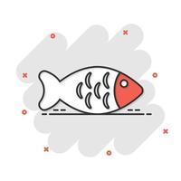 ícone de peixe em estilo cômico. frutos do mar ilustração vetorial dos desenhos animados no fundo branco isolado. conceito de negócio de efeito de respingo de animais marinhos. vetor