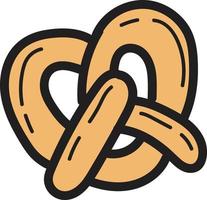 ilustração de pão pretzel desenhada à mão em estilo doodle vetor