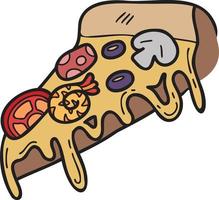 ilustração de pizza cortada à mão em estilo doodle vetor