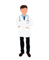 ilustração de médico masculino, vetor plano simples profissional médico em pé