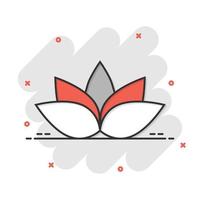 ícone de lótus em estilo cômico. flor folha ilustração vetorial dos desenhos animados no fundo branco isolado. conceito de negócio de efeito de respingo de planta de flor. vetor
