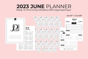 planejador diário de junho 2023 vetor