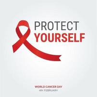 proteja sua tipografia de fita auto. 4 de fevereiro dia mundial do câncer vetor
