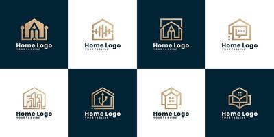 conjunto de modelos abstratos de logotipo para construção de casas vetor
