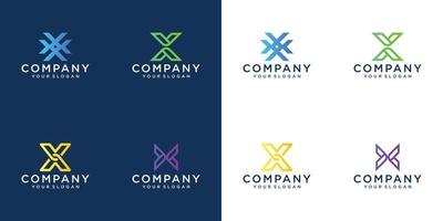 uma coleção colorida de designs de logotipo de letra x em plano minimalista moderno abstrato para negócios vetor