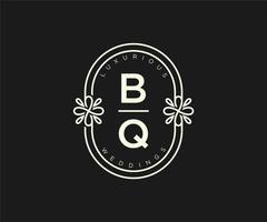 bq letras iniciais modelo de logotipos de monograma de casamento, modelos minimalistas e florais modernos desenhados à mão para cartões de convite, salve a data, identidade elegante. vetor